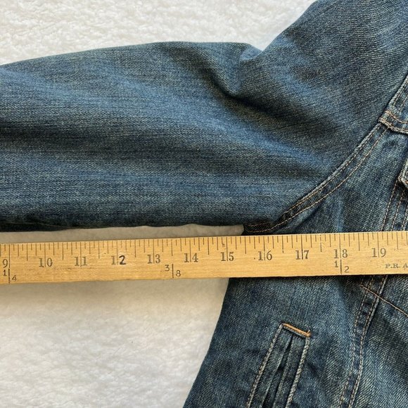 GAP Women's Y2K Sherpa Lined Snap Up Denim Jean Jacket Size S Blue - Picture 10 of 12